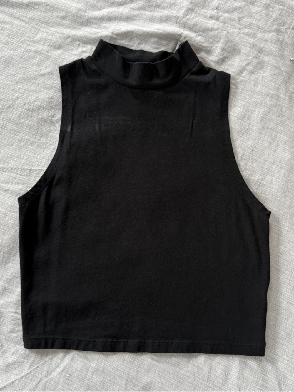 Black Mock Neck Tank Top